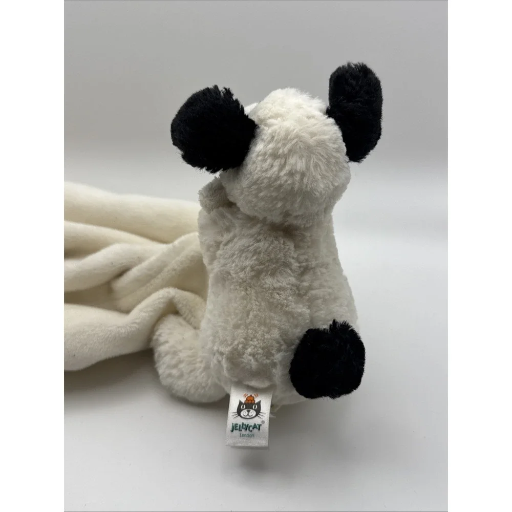 Jellycat Bashful Puppy Dog Baby Lovey Black Spotted Cream Plush Security Blanket